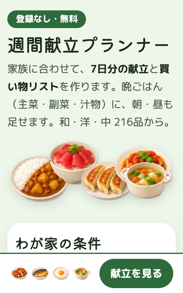週間献立プランナーの画面